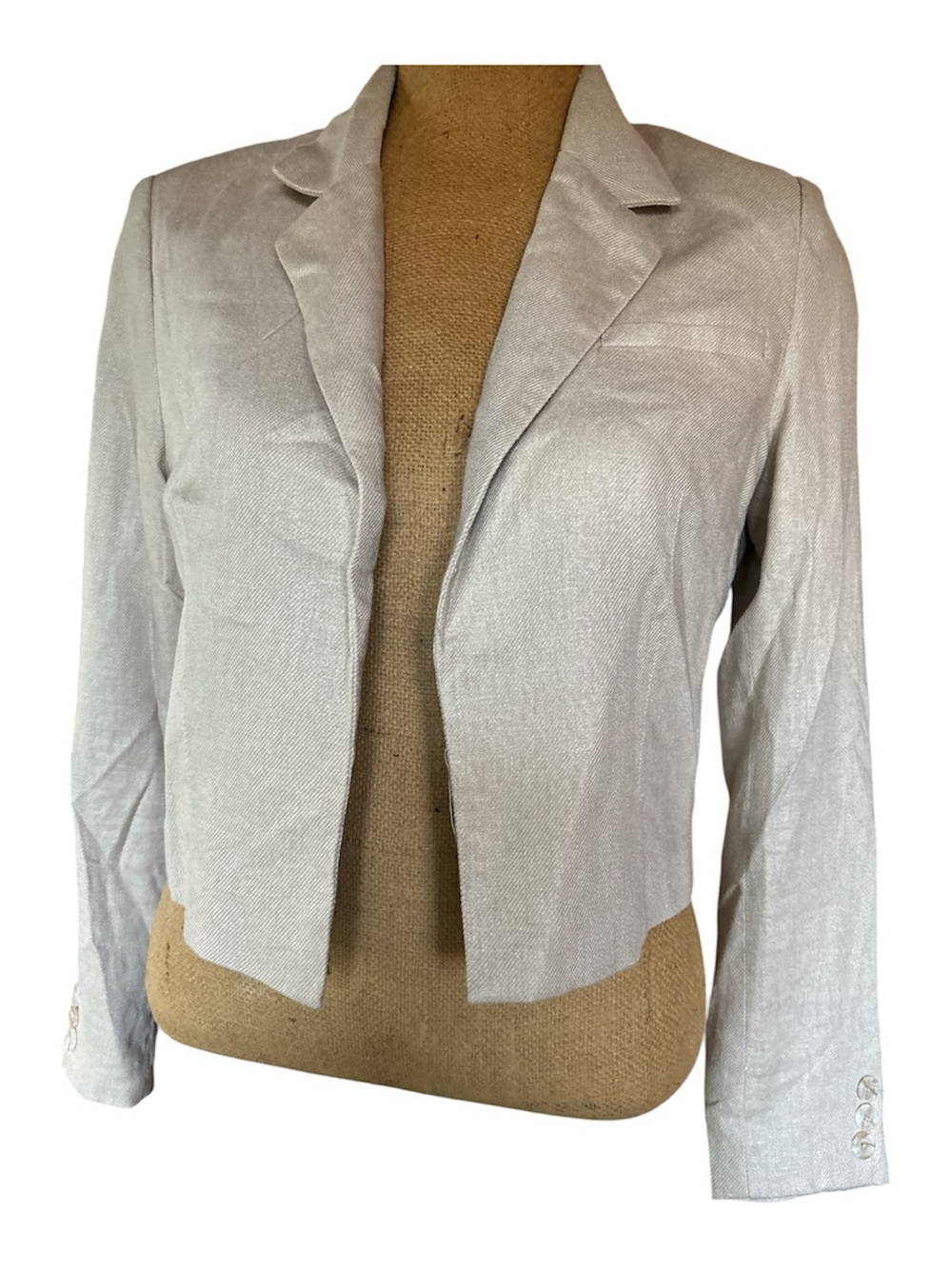 Rachel Zoe Light Gray Cropped Open Blazer Jacket